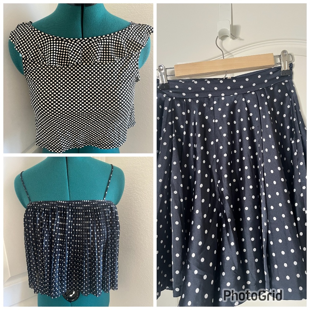 Bundle - Y2K 00s scene TOPSHOP/urban outfitters polka dot tops & tap shorts S